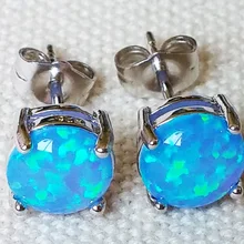 8 мм круглый синий/белый/розовый/красный огненный опал камень серьги гвоздики для женщин