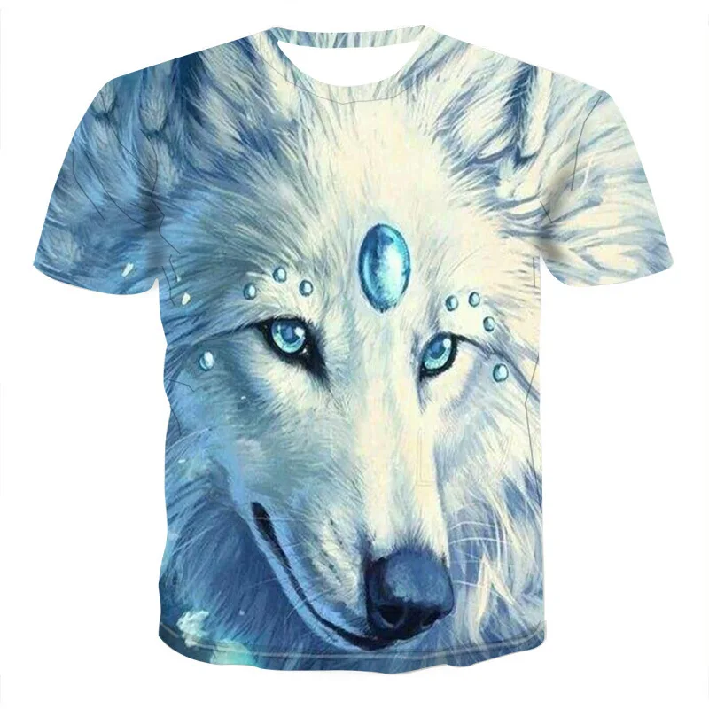 

Summer Men's T-shirts Fashion Wolf Print Hipster Funny T shirt Men Summer Casual Street Hip-hop Tee shirt Male Tops sale