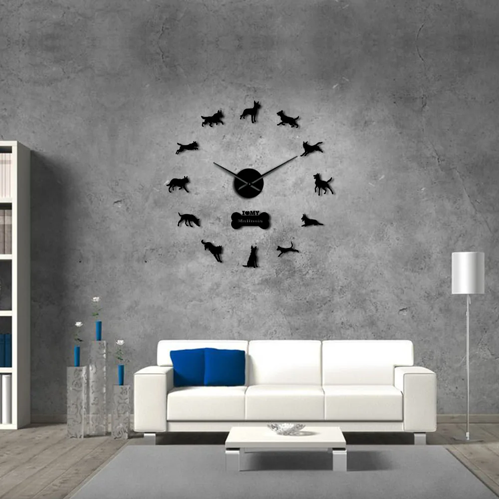 Belgian Shepherd Large Frameless Wall Clock Mechelse Shepherd Home Decor Malinois Wall Watch Chien de Berger Belge DIY Big Clock 6