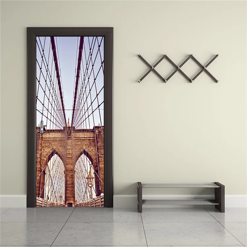 2 قطعة/المجموعة diy 3d ملصقات الباب جميلة تصميم المواد البلاستيكية للماء الأبواب المزخرفة المشارك لغرفة النوم ديكور المنزل 200*77 سنتيمتر