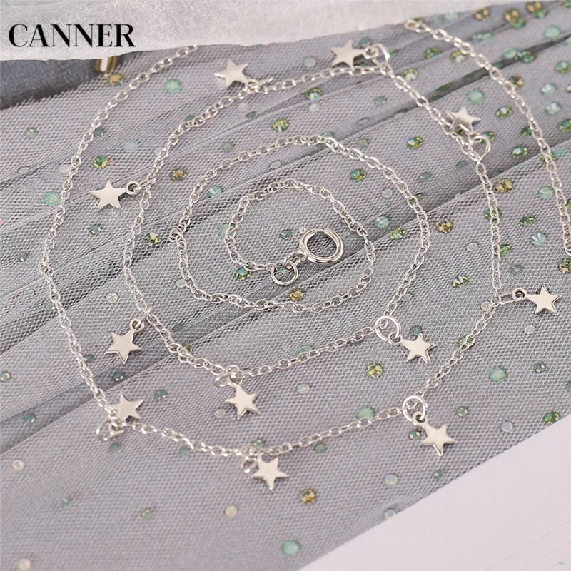 Ожерелье Canner Star, женское колье, 925 пробы, серебряная звезда, подвесное ожерелье в богемном стиле, короткая цепочка, ожерелье, очаровательное ювелирное изделие