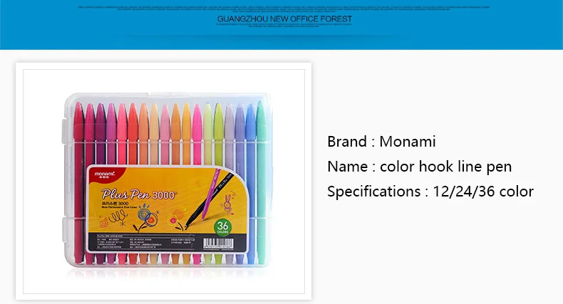 Pintados à Mão Linha de Fibra de Água Monami Cores Caneta Pintura Estudante Neutra 36 5 Material escolar e de escritório