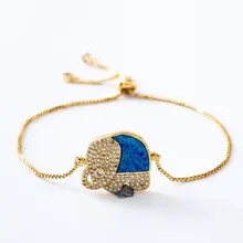 Золотая, серебряная цепочка micro pave cz веревка кубический цирконий регулируемый плетеный браслет браслеты опал Слон df43 талисманы для женщин