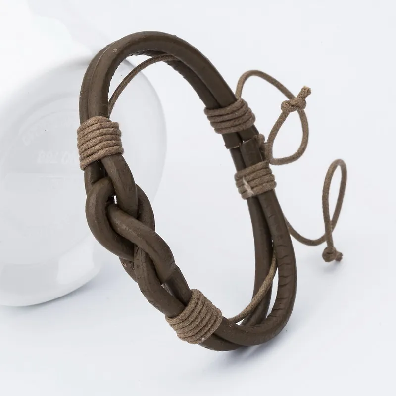 Bracelet Jewelry Fashion Charm Leather Bangle Men's Bracelets DIY Bandage 18-25cm