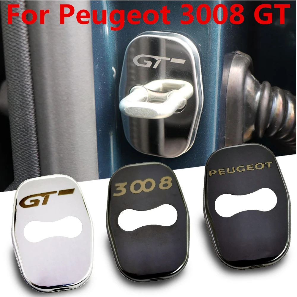 Flyj 4Pcs Car Door Lock Car Sticker Cover Protect Buckle Cover Latch Stop Antiruggine Per Peugeot 3008 Gt Accessori Per Auto