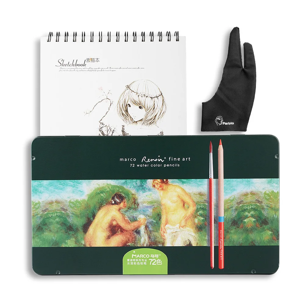 Набор цветных карандашей с металлическим Оловянным чехлом и эскизной книгой А4