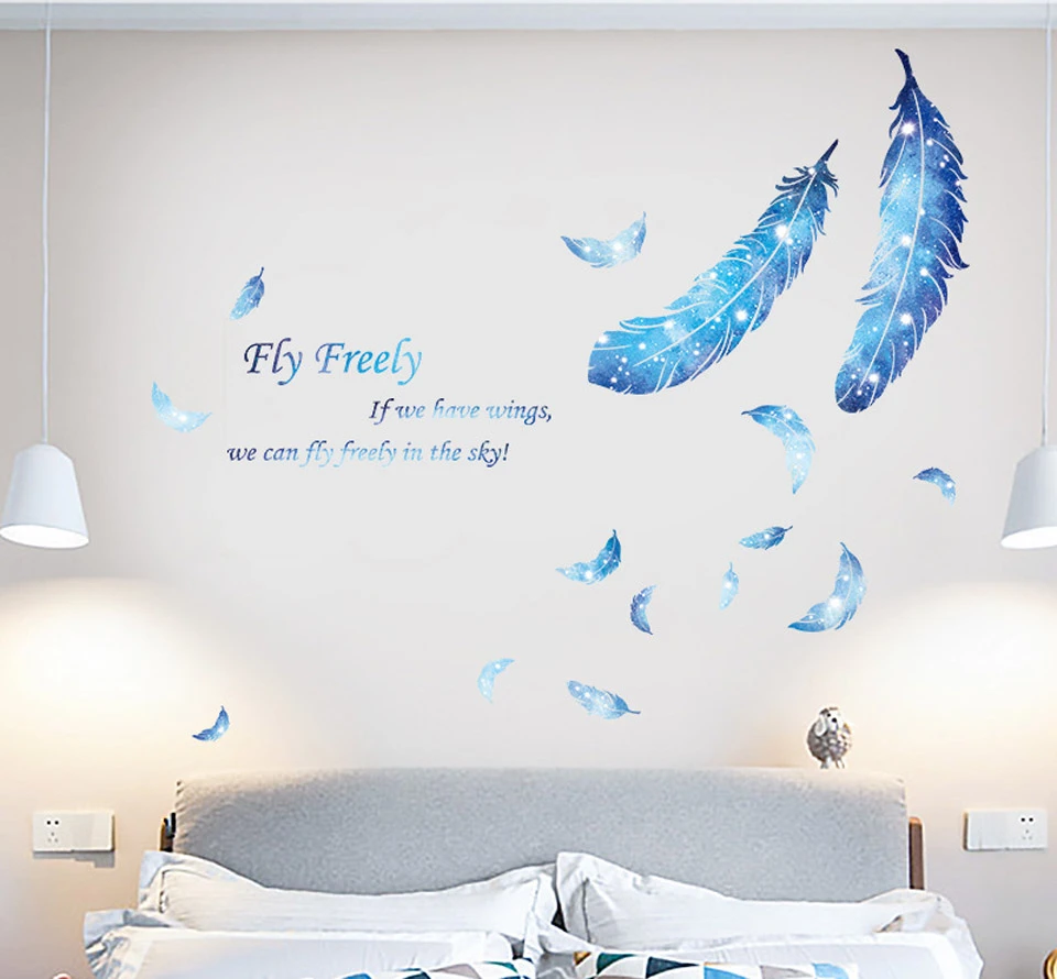 Wall Stickers Feathers Bedroom Feathers Stickers Room Vinyl Wall