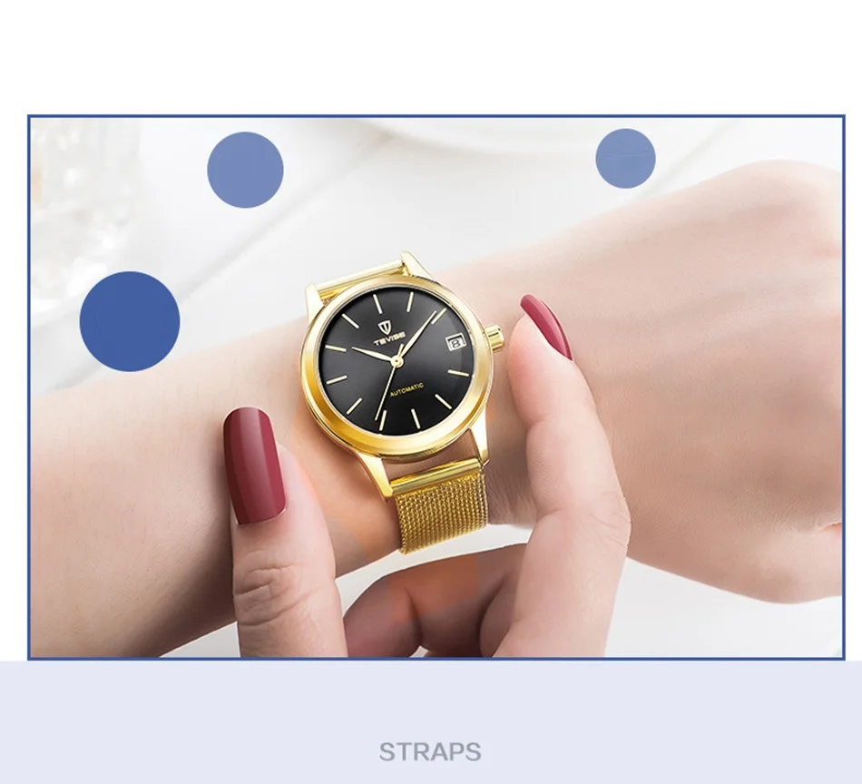 Роскошные Брендовые женские часы TEVISE, автоматические механические часы-браслет, женские водонепроницаемые Стальные наручные часы для женщин