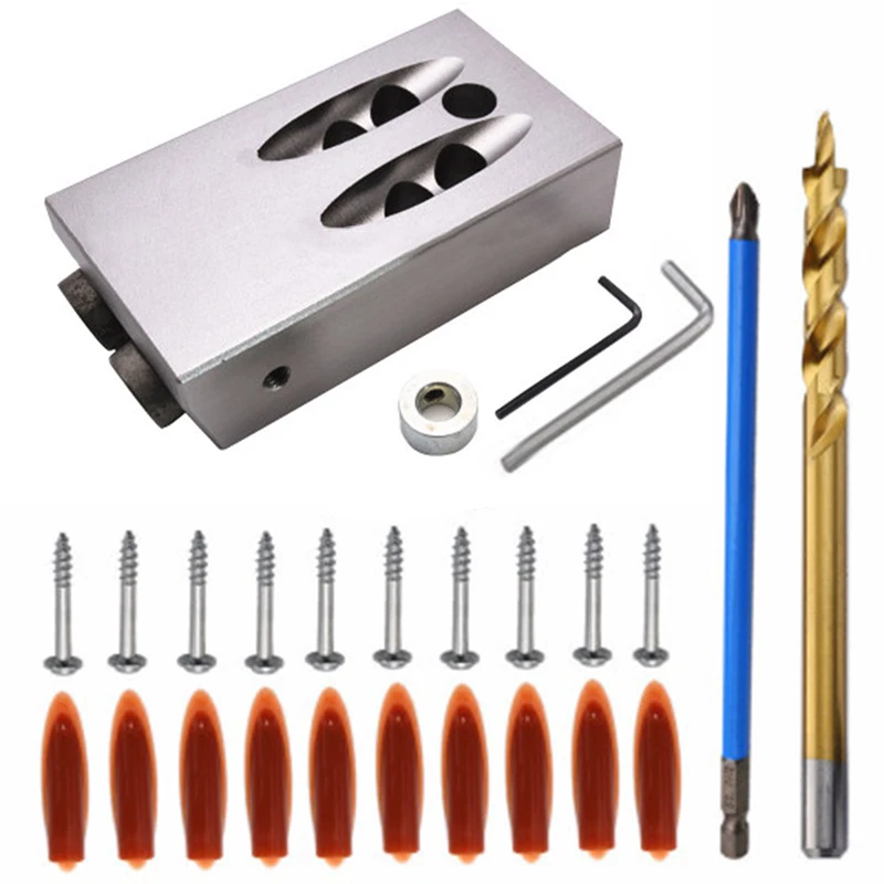 

26pcs Kit Oblique Hole Locator Drilling Bits Woodworking Tools Convenient Parts