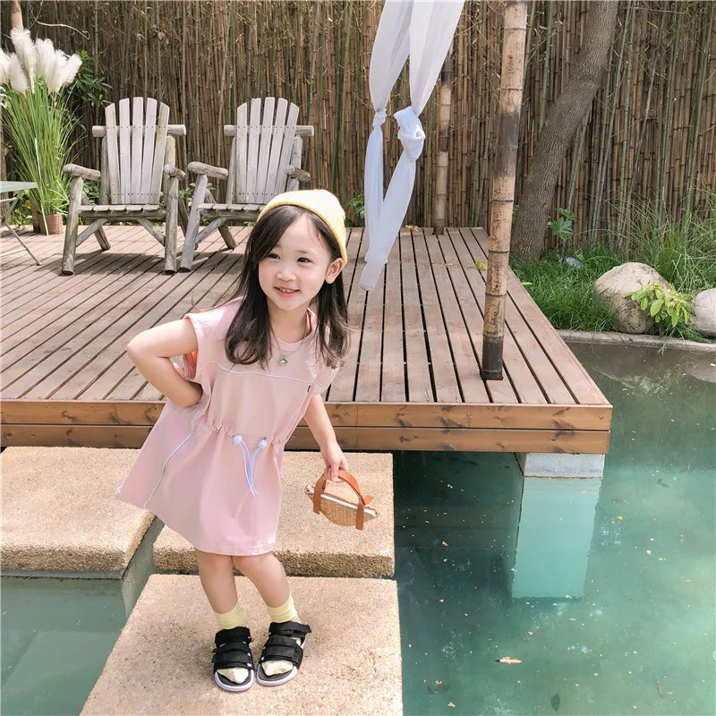 

2019 Summer New Arrival korean style cotton letters printed loose all-match casual sleeveless dress for fashion cute baby girls