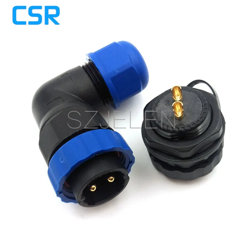 

SD20TA-ZM, 90 degree elbow connector, 2 pin waterproof connector ,IP67, LED power cable connector, pancl cutout 20mm