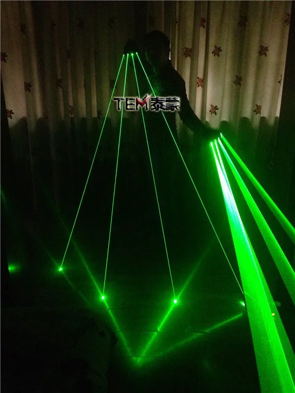 Супер крутой ночной певец DJ сценическое шоу 4 пальца 532nm 50 МВт Зеленые лазерные перчатки светодиодный светильник перчатки