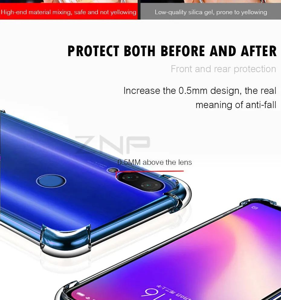 ZNP Силиконовый противоударный полный Чехол для Xiaomi Redmi Note 7 Redmi K20 Pro прозрачный мягкий чехол для телефона для Redmi 7 7A чехол