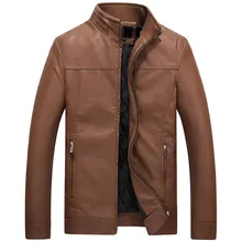 Зимняя тонкая мужская кожаная куртка с воротником мотоциклетная мужская повседневная куртка однотонное пальто