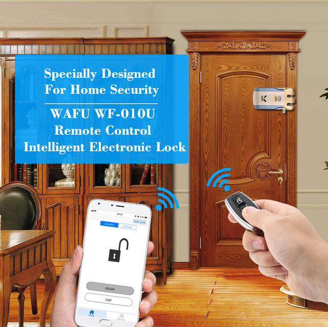 WAFU 010U 433MHz Keyless Invisible Electronic Door Lock With Remote Control Open & Close Smart Lock iOS Android APP Unlocking