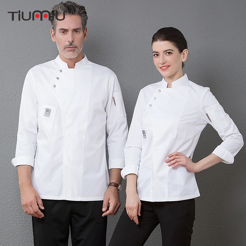 

Professional Chef Uniform Men's Long Sleeve Cook Jacket food service chef coat Kitchen Cuisine Bakery Cafe Hotel Waiter Overalls