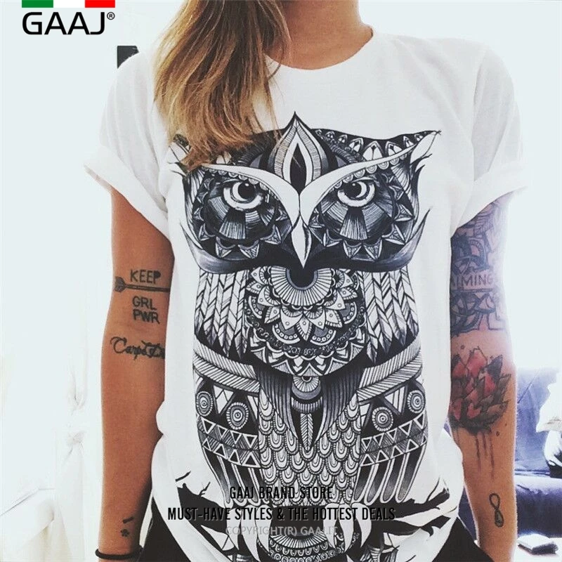 

Woman T Shirt OWL Fashion Clothes Summer Style T-Shirt Women Harajuku Graffiti Printed Short Sleeve Regular Top Camisetas Mujer