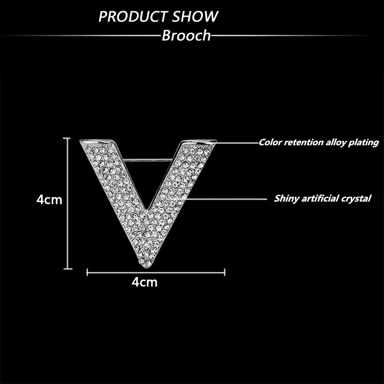 Простая большая брошь в форме буквы V, воротник рубашки, пальто с цветочным принтом, кардиган с v-образным вырезом, анти-осветительная пряжка, аксессуары для женщин, подарок