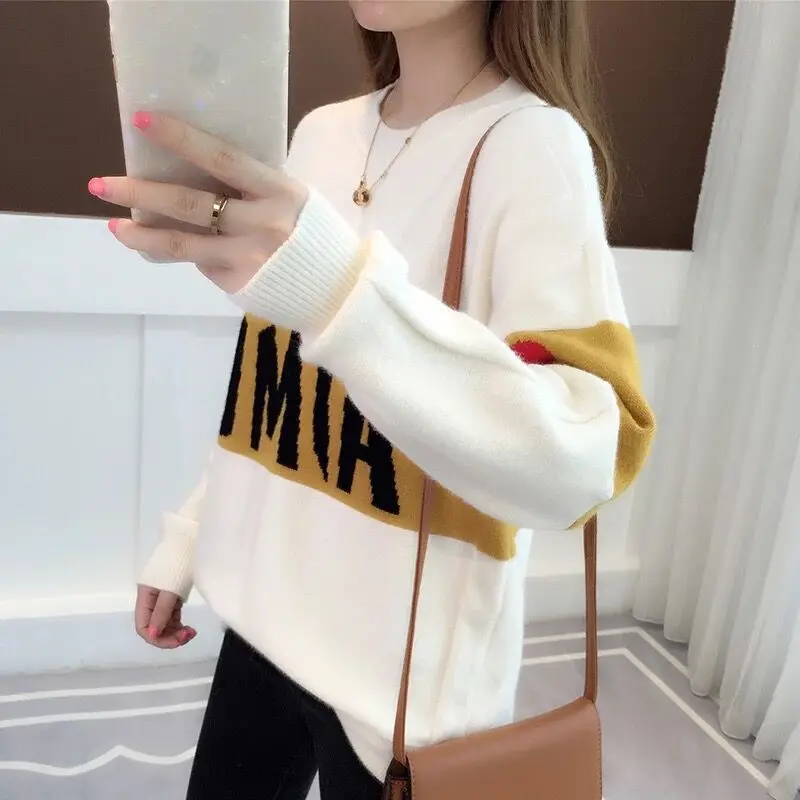 

New Autumn Winter Womens Sweater Pullover Knitted Sweater Women Long Sleeve Pull Femme Outwear Sweaters Ladies Christmas Sweater