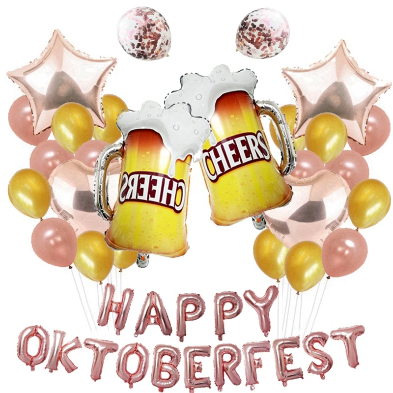 Happy Oktoberfest набор воздушных шаров 16 дюймов Золотая фольга с буквами Большое стекло 12 дюймов конфетти Агат 10 дюймов латексный шар украшение места