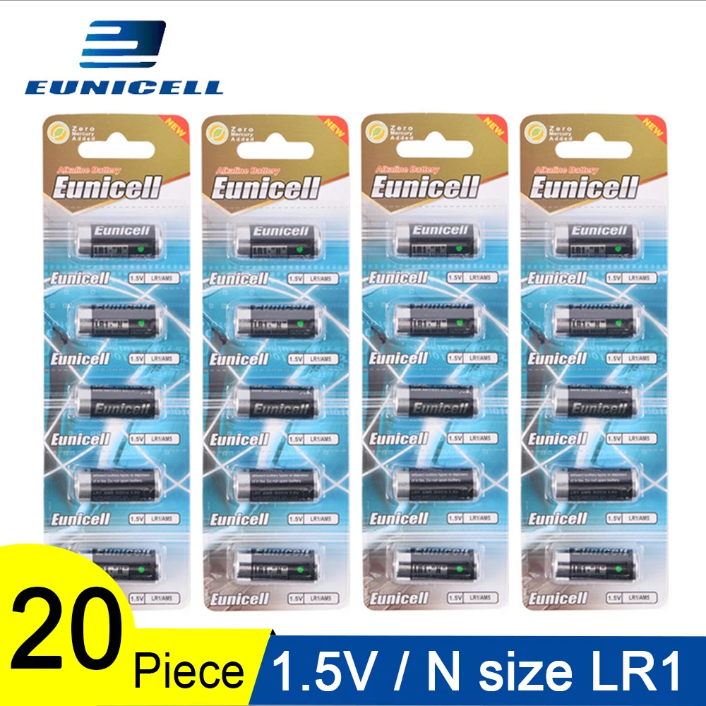 

20PCS 1.5V N Size Alkaline duty Battery Primary and Dry Batteries LR 1 AM5 E90 AM5 MN9100 for Toys; 4 Cards 600mAh LR1 Battery