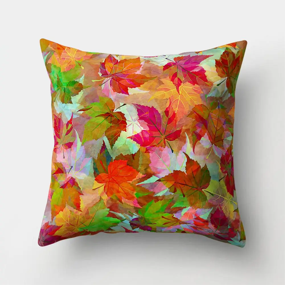 

Colorful Leaves Pattern Pillow Case Soft Waist Cushion Cover Sofa Home Decor