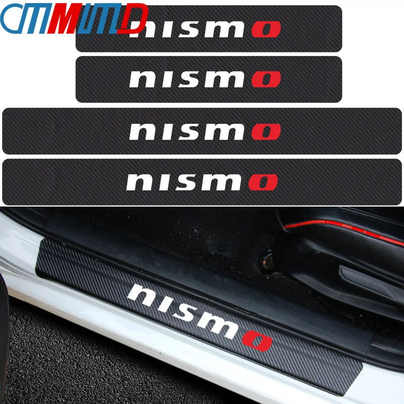 

4Pcs Car Styling nismo Carbon Fiber Car Door Sill Protector Sticker For Nissan Tiida Teana Skyline Juke X-trail Auto Protection
