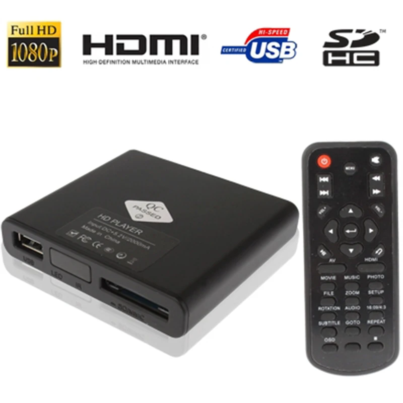 Full HD 1080P HDMI MultiMedia HDD player with SD/MMC Card / USB Slot, Support External Removable