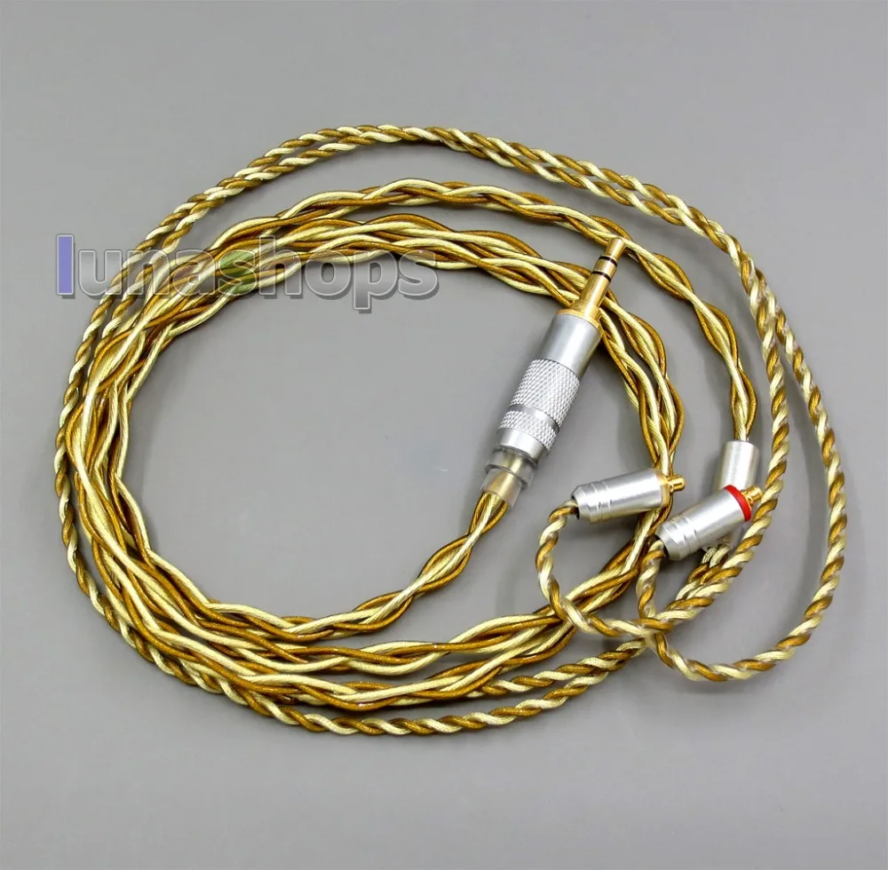 LN005971 чрезвычайно мягкий 7N OCC чистое серебро+ Позолоченный смешанный кабель для наушников для Shure se535 se846 se425 se215 MMCX