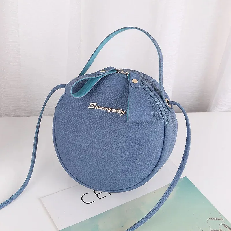 Round Cake Bag Pure Color Female Small Shoulder Round Cake Bag Pure Color Female Small