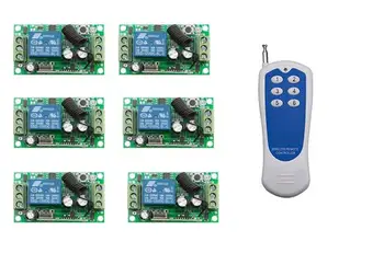 

hot wholesale universal DC 12V 10A Relay 1CH 315MHz/433MHz RF wireless 6-key Remote Control Switch Transmitter+6 Receiver
