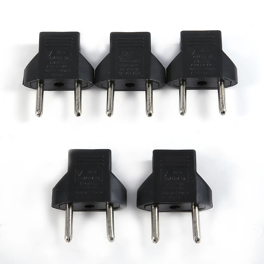 5PCS Universal Adapter EU Plug USA To Euro Europe Travel Wall AC Power Charger Outlet Flat To Round Charger Convertor