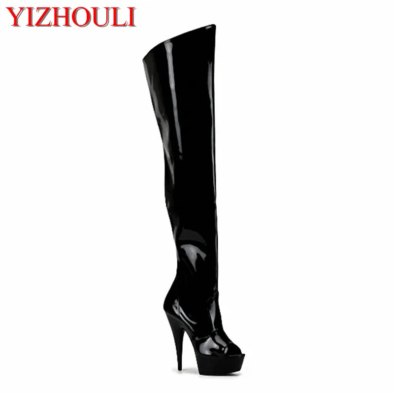 

Ladies shoes Spring/Autumn women sexy Nightclub peep toe Boots 5 Platform 15cm Thin Heels woman Dance Shoes