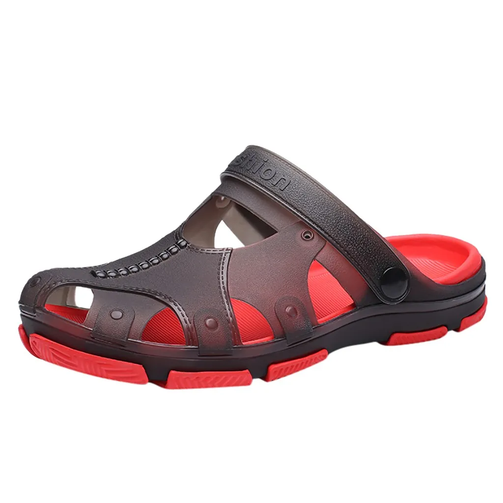 

SAGACE New 2019 Men's Summer Walking Breathable Casual Outdoor Non-Slip Beach Round Head Flat With Slipper Leisure Hole Shoes