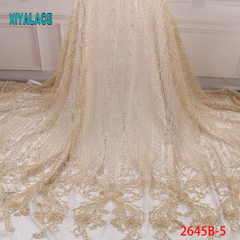 Кружева ручной работы нигерийские бисером африканская кружевная ткань французская кружевная ткань высокого качества Кружева Тюль для вечерние платья YA2645B-4