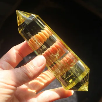 

125g 24 sided VOGEL Style Natural citrine QUARTZ CRYSTAL DT wand POINT