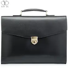YINTE Fashion Leather Men’s Briefcase Black Bag Laptop Briefcase Lawyer Document Handbag Teacher Bags Portfolio Totes T8570-4