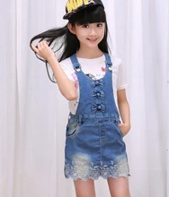 2017 autumn children s clothes girls overall dress causal bow denim baby girl strap dresses for