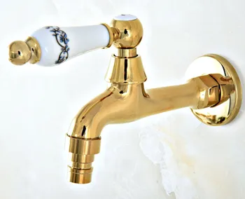 

Polished Gold Brass Outdoor Faucet Garden Water Tap / Washing machine Faucet / Laundry Sink Cold Water Tap Bidcock Faucet Bav151