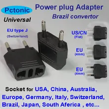 PCTONIC Бразилия адаптер питания Швейцария Европа Путешествия тип J нога вилка конвертер в ЕС Китай AC Америка США розетка адаптер