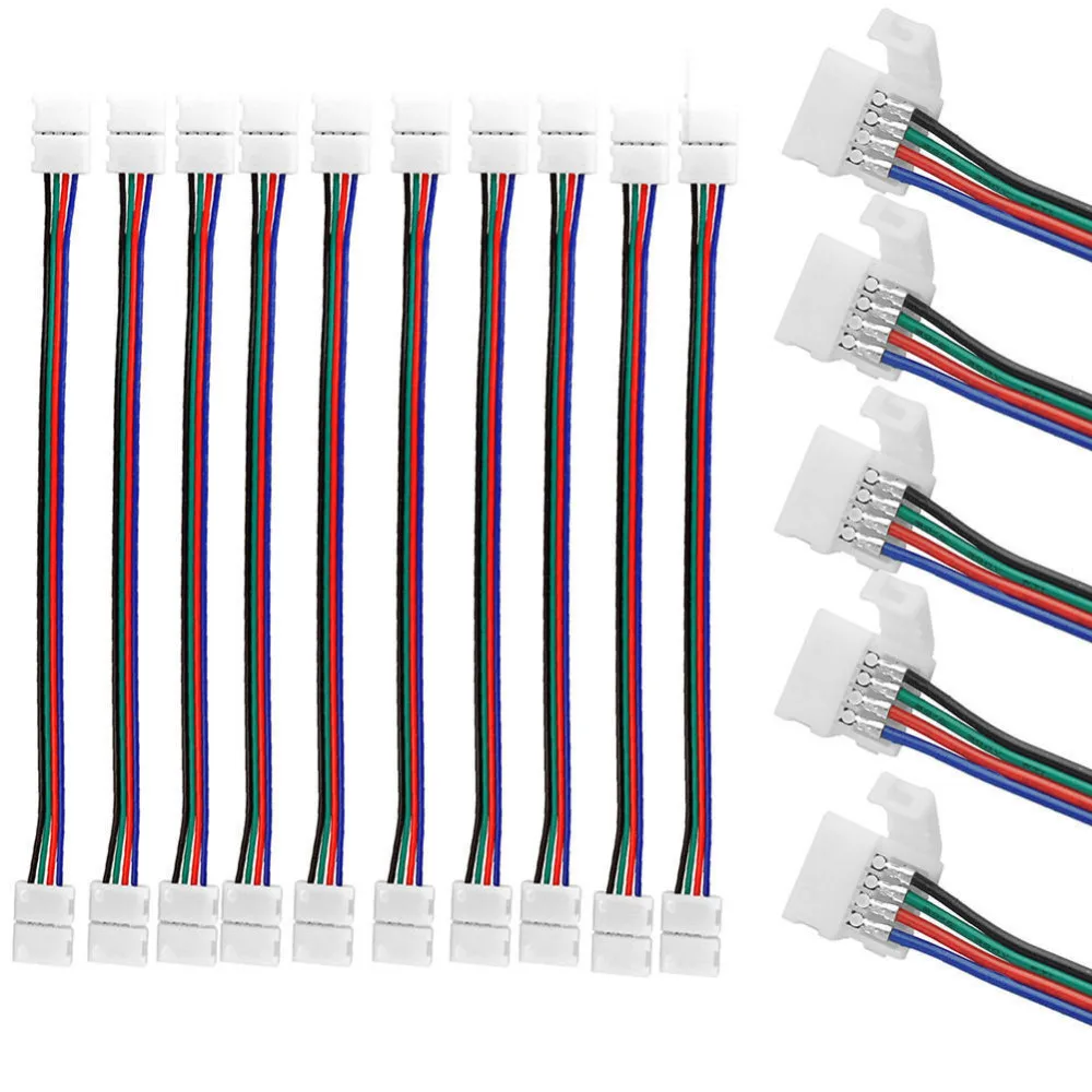 10 мм 4 Pin Светодиодные ленты Разъем 5050 RGB/RGBW Светодиодные ленты светильник SM JST Мужской Женский Разъем провода кабеля