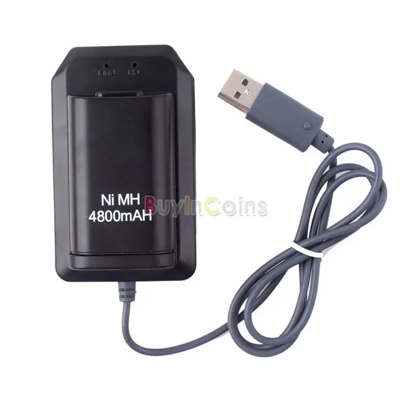 Black USB Wired Charger for Microsoft Xbox 360 Wireless Controller
