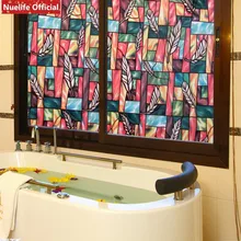 Окрашенный узор из перьев Электростатическая стеклянная пленка для гостиной, спальни, ванной, непрозрачная, для офиса, для детской комнаты, раздвижная дверь, пленка для конфиденциальности