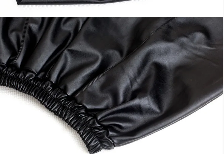 Bivigaos Euramerican моды Для женщин S Повседневное из искусственной кожи Шорты для женщин эластичный пояс черный кожаный свободные короткие штаны