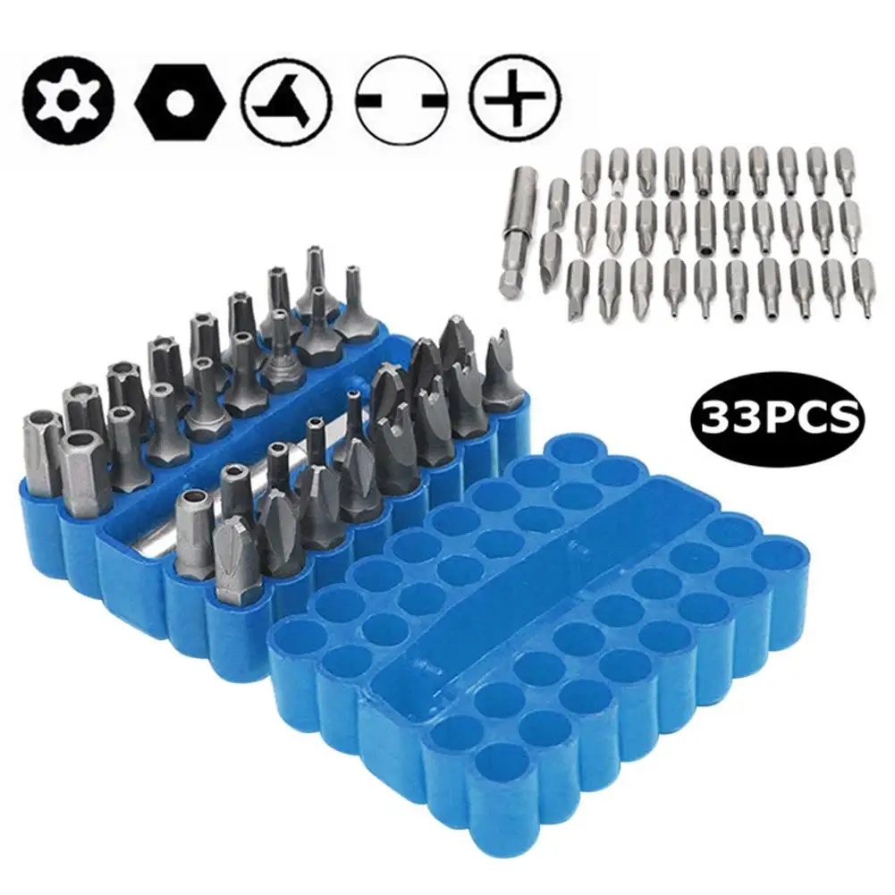 

33Pcs CRV Hollow Torx Hex Screwdriver Head Drill Bits Set Repairing Tool Kits