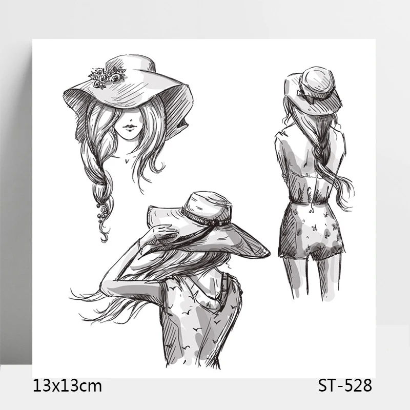 

AZSG Pretty Girl In The Wind Clear Stamps For DIY Scrapbooking/Card Making/Album Decorative Silicone Stamp Crafts