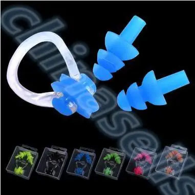 1set Soft Silicone Waterproof Swimming Diving Surf Water Sports Protection Earplugs Nose Clip with Case Bag Swim Pool Gear tool