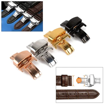 

10mm 12mm 14mm 24mm Butterfly Deployment Buckle Automatic Double Click Stainless Steel Clasp Strap For Watch Band Strap