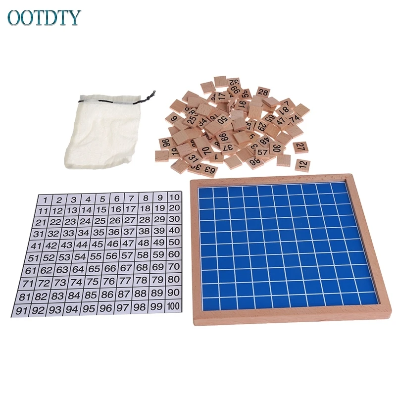 1 Set Wooden Montessori Hundred Board Math 1 to 100 Consecutive Numbers Counting Toy #330