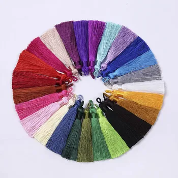 

10pcs 8cm Colorful Polyester Silk Tassel with Pull Ring For Hanging Earring Charms Making DIY Jewlery Pendants Accessories